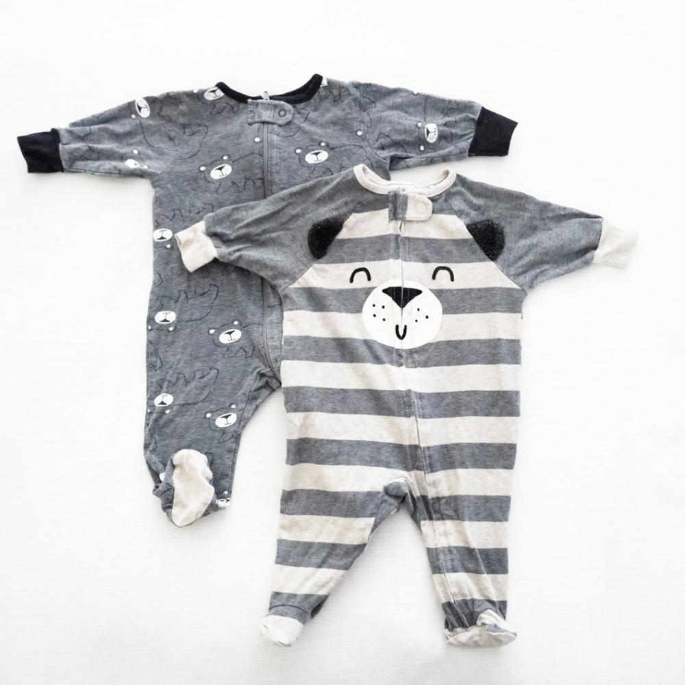 Gerber Gray Bear Themed Footsie Matching Set